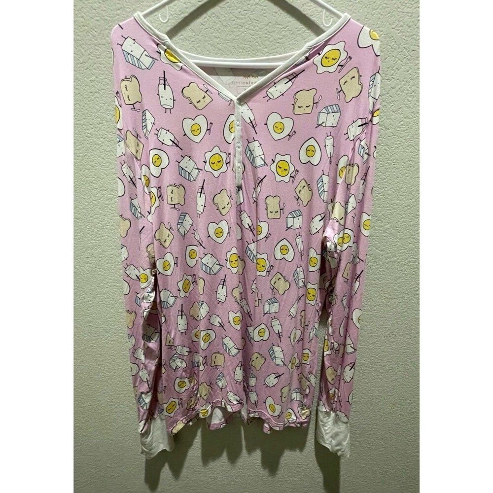 Little Sleepies Bamboo Breakfast Buddies Women’s Pajamas Shirt Top, Size XL